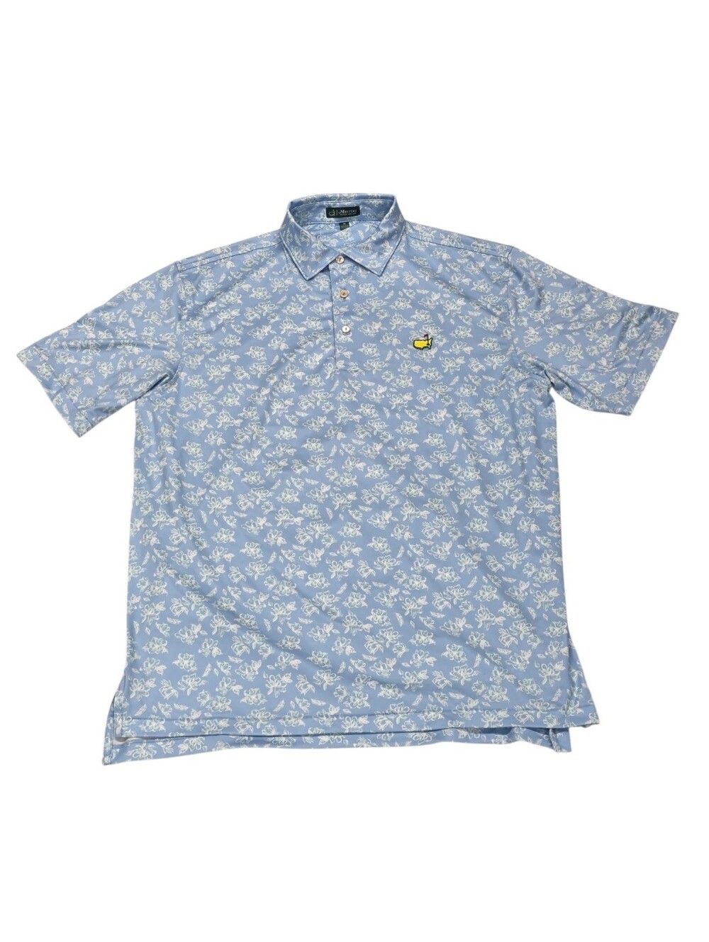 2026 MASTERS by Peter Millar Men's Performance Golf Polo Shirt Blue Azaleas SZ M
